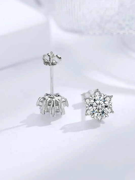 High-Grade Snowflake Moissanite Ear Studs – Women's Fashion 925 Sterling Silver Earrings Ida