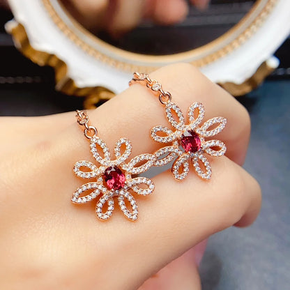 925 Sterling Silver Natural Garnet Earrings – Wholesale Gemstone Jewelry for Women | Handmade Red Crystal Birthstone Earrings