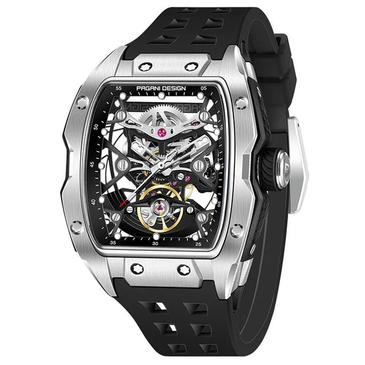PAGANI DESIGN PD‑YS018 Men’s Automatic Skeleton Watch with Sapphire Glass, Luxury Mechanical Wristwatch 50M Waterproof