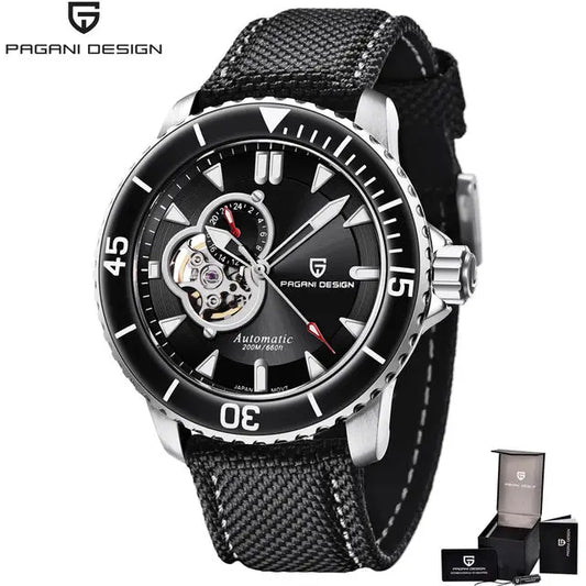 PAGANI DESIGN PD‑1674 Men’s Skeleton Automatic Mechanical Watch | Japan NH39 Movement, Stainless Steel, 20ATM (200M) Waterproof Luxury Wristwatch