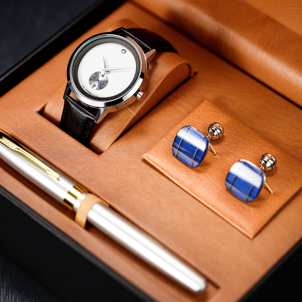 Sinobi Men’s Watch Gift Set – Luxury Watch, Pen & Collar Buckle in Box