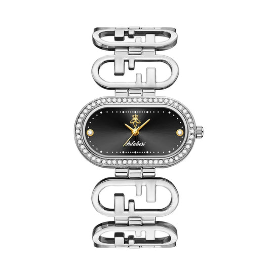 Women’s Oval Quartz Watch – Gold‑Tone Alloy Case with Diamond Accents, 30M Water Resistant Analog Watch for Daily Wear & Gifts Velmira