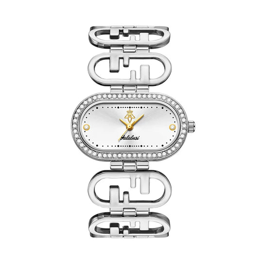 Women’s Oval Quartz Watch – Gold‑Tone Alloy Case with Diamond Accents, 30M Water Resistant Analog Watch for Daily Wear & Gifts Velmira