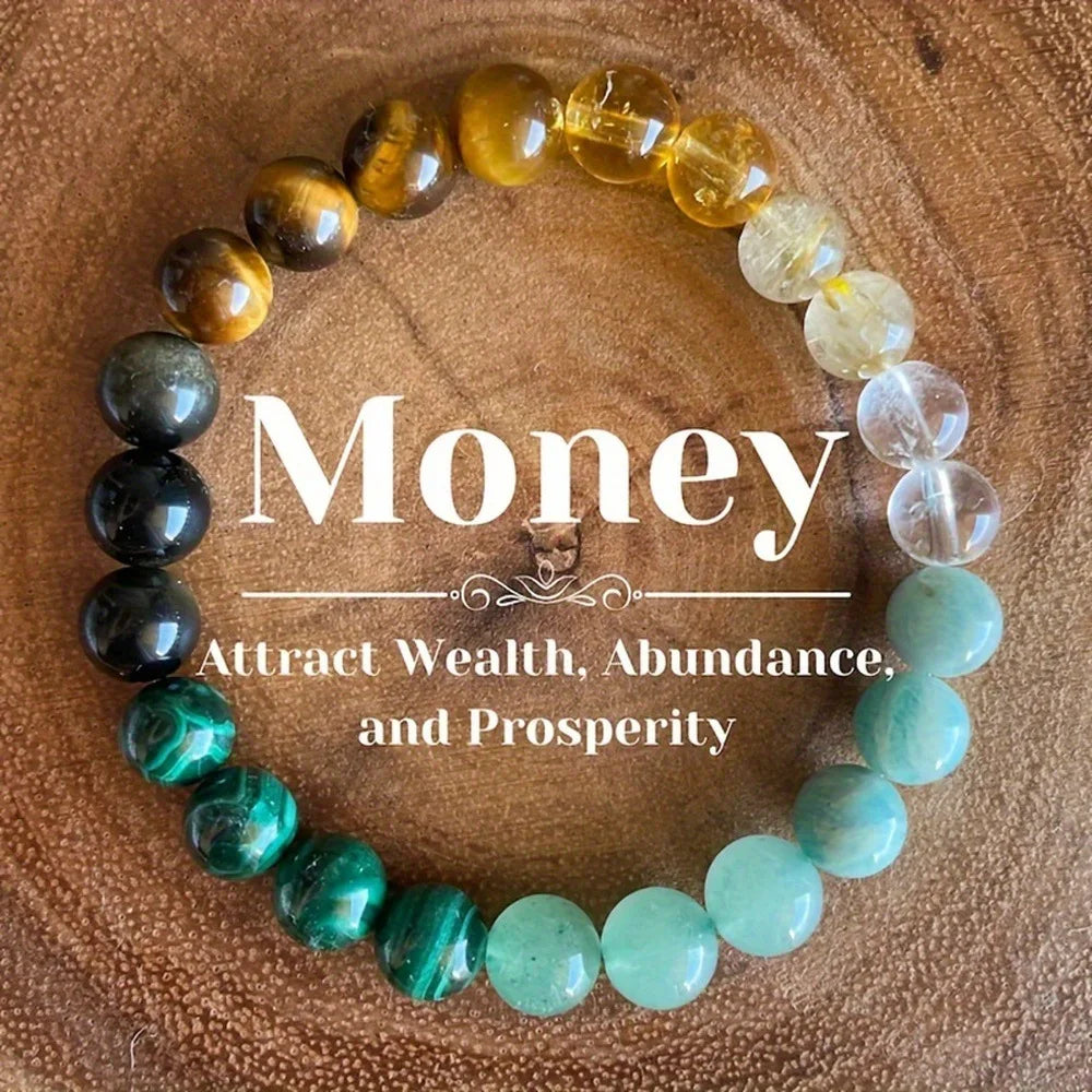 8mm Natural Stone Handmade Elastic Bracelet | Yoga Beaded Jewelry for Women | Love, Wealth, Prosperity & Success Bracelet Samara