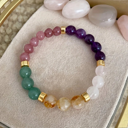 8mm Natural Stone Handmade Elastic Bracelet | Yoga Beaded Jewelry for Women | Love, Wealth, Prosperity & Success Bracelet Samara
