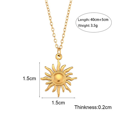 Vintage 18K Gold Titanium Steel Pendant Necklace – Retro Fashion Jewelry for Women