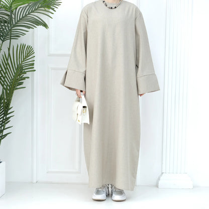 Modest Linen Abaya – Simple Closed Muslim Dress for Women | Islamic Clothing, Traditional Tunisian Style Fatima