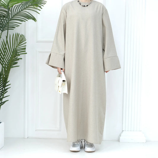 Modest Linen Abaya – Simple Closed Muslim Dress for Women | Islamic Clothing, Traditional Tunisian Style Fatima