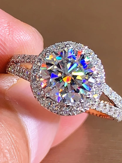 925 Sterling Silver Moissanite Round Ring for Women Damia