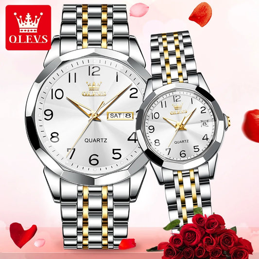 OLEVS 9970 Fashion Quartz Watches: Affordable Business Wrist Watches for Men & Women | Perfect Couple Gift Set
