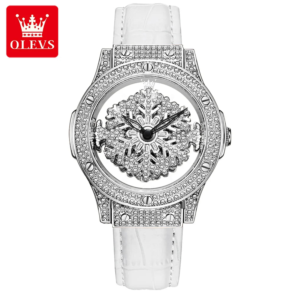 OLEVS 9938 Women’s Luxury Watch 2024 – Diamond Snowflake Dial, Fashion Elegant Design, Waterproof Ladies Wristwatch, Reloj Mujer