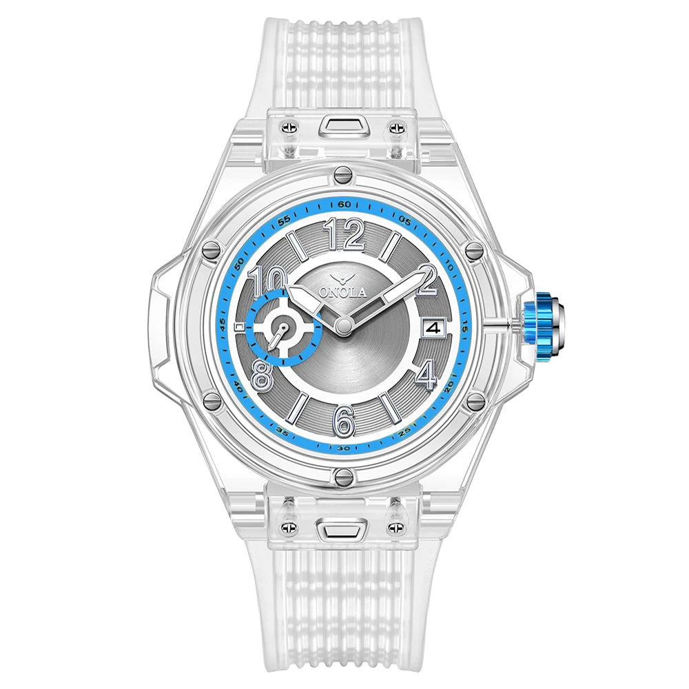 ONOLA 3836 Men & Women's Quartz Watch – Square Sport Design, Silicone Strap, Luminous Glass