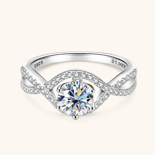 1ct 6.5mm Moissanite Engagement Ring – 925 Sterling Silver Six Prong Infinity Twist Shank Wedding Ring for Women Talisa