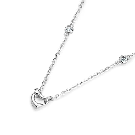 2mm D Color Moissanite Bezel Necklace – 925 Sterling Silver Chain, Rose Gold Heart Pendant for Women Şehrazat