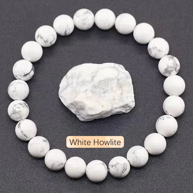 8mm Natural Stone Beaded Bracelet | Fashion Crystal Elastic Stretch Jewelry Gift Nia