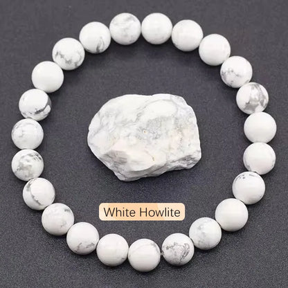 8mm Natural Stone Beaded Bracelet | Fashion Crystal Elastic Stretch Jewelry Gift Nia