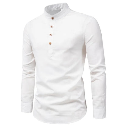 Men's Cotton Long Sleeve Shirt - Spring Summer Slim Fit Business Casual Collar Design Luke
