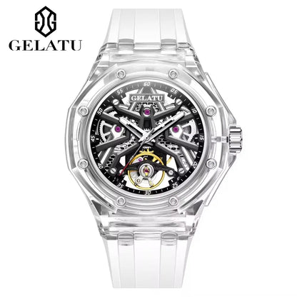 GELATU 8002 Men’s Automatic Mechanical Watch – Transparent Skeleton Dial, Waterproof Sport Design 2025 Samwell