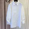 Women's Loose Bat Sleeve Blouse - Long Sleeve Doll Style Casual Top