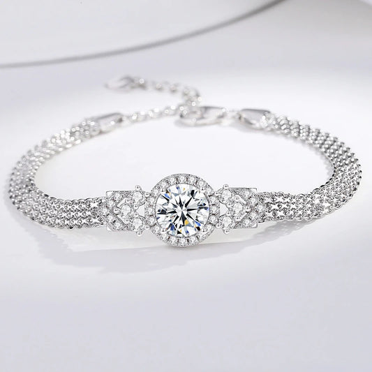 S925 Silver Moissanite Bracelet – French Gentle Style, Versatile Fashion Accessory Freya