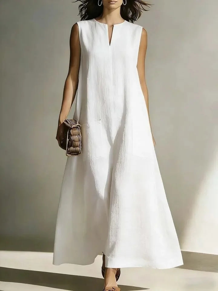 Women’s Summer Sleeveless A-Line Maxi Dress – Loose Fit Long Casual Dress Angelica