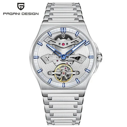PAGANI DESIGN YS028 Men’s Tourbillon Mechanical Watch | Sapphire Glass Skeleton Dial, Stainless Steel Waterproof Wristwatch