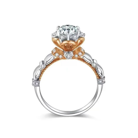 925 Sterling Silver 1-Carat Moissanite Ring – Two-Tone Rose Gold Design Rania