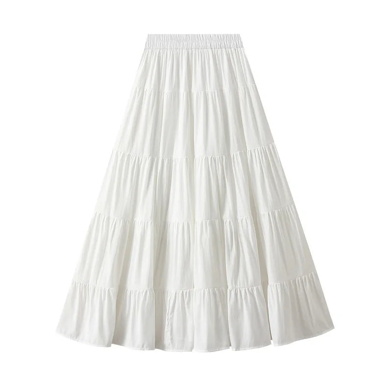 Women’s Cotton Linen Summer A-Line Skirt | Solid Patchwork Design, Lined, Casual Style for Ladies Liza
