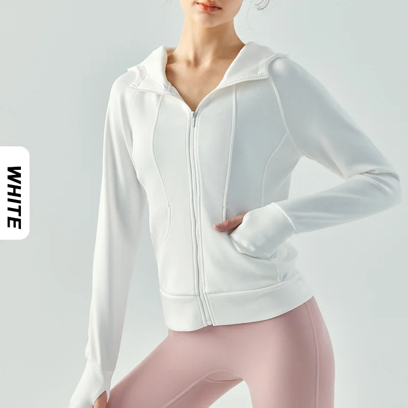 Women's Winter Fleece Zip-Up Hoodie Jacket | Long Sleeve, Thumb Hole, Warm Outdoor Fitness Style Xena