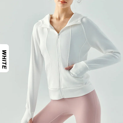 Women's Winter Fleece Zip-Up Hoodie Jacket | Long Sleeve, Thumb Hole, Warm Outdoor Fitness Style Xena