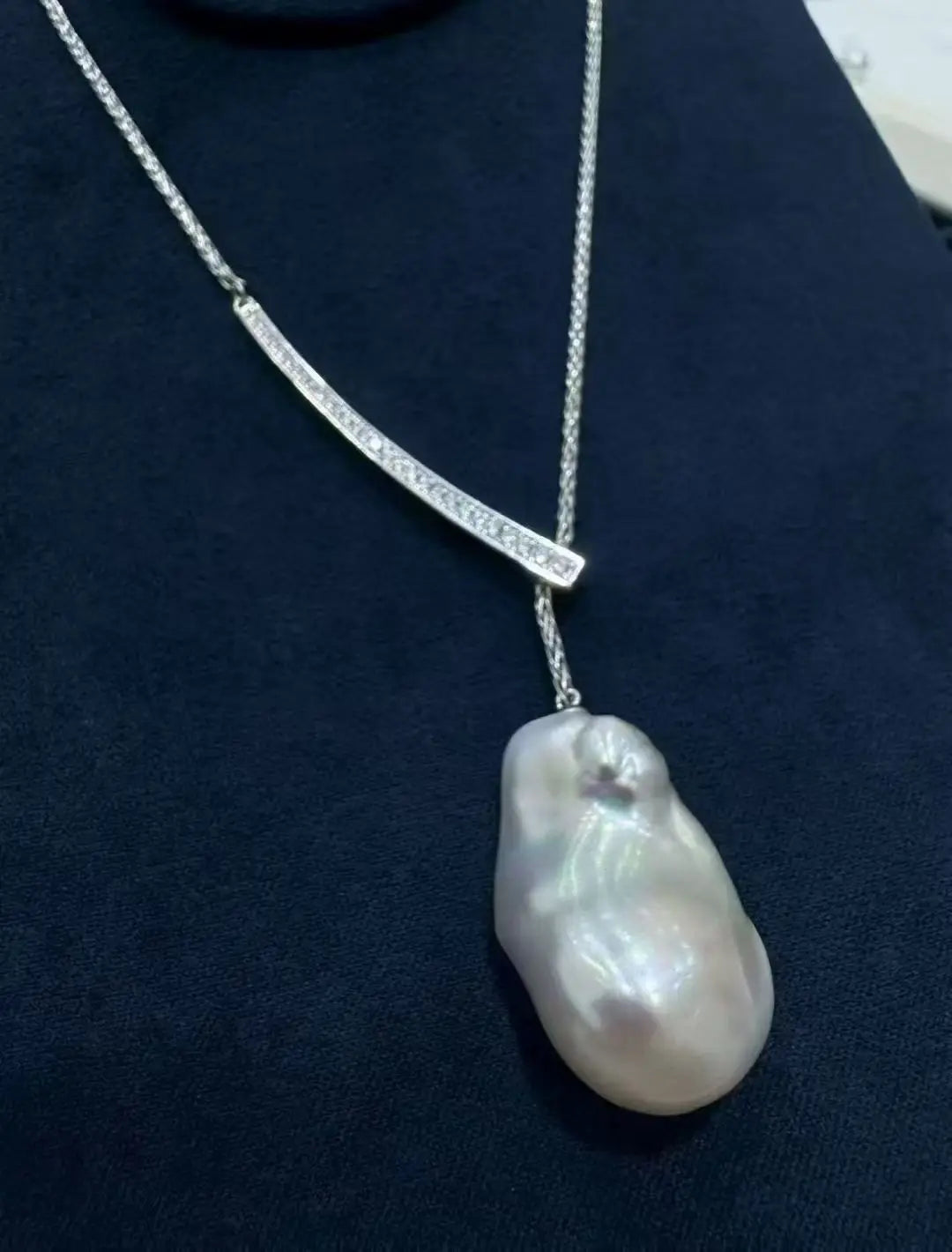 14K White Gold Filled Baroque Freshwater Pearl Y Necklace – Natural Irregular Pearl Choker for Women (With Certificate) Ivyra
