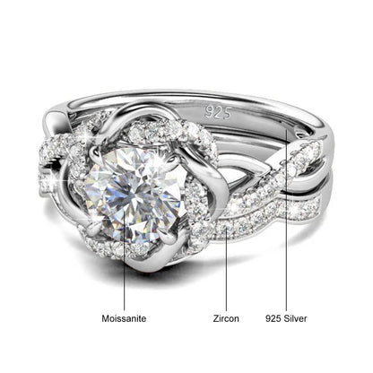3ct Moissanite Diamond Ring Set 925 Sterling Silver Platinum Plated – Petal Design Engagement Ring for Women, 2026 Trend Jewelry