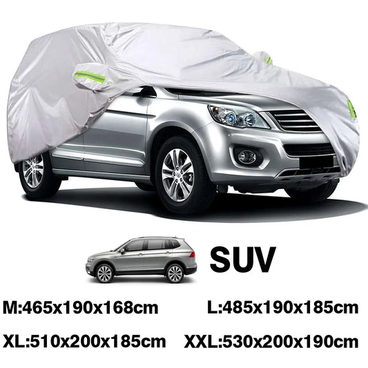 Universal SUV Full Car Cover | Windproof, UV Protection, Dustproof, Waterproof for All-Weather Use (M/L/XL/XXL)