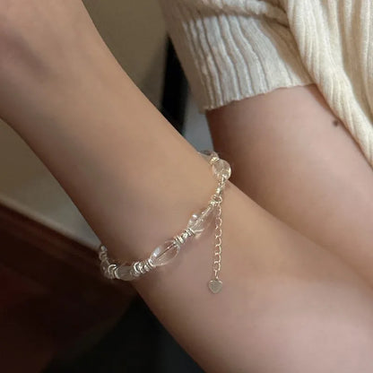 Handmade 925 Sterling Silver Crystal Beaded Bracelet for Women Sare