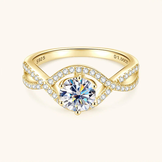 1ct 6.5mm Moissanite Engagement Ring – 925 Sterling Silver Six Prong Infinity Twist Shank Wedding Ring for Women Talisa