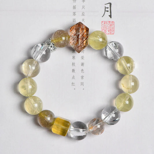 Fashionable Natural Beaded Bracelets – Citrine, White Phantom, Black Gold, Super Seven Flash Stone
