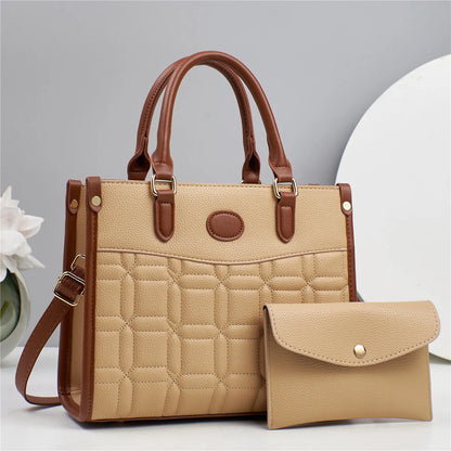 Women's 2-in-1 Designer Tote Bag – Stylish Handbag with Zipper Closure & Polyester Lining for All Seasons