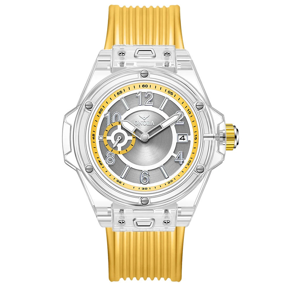 ONOLA 3836 Men & Women's Quartz Watch – Square Sport Design, Silicone Strap, Luminous Glass