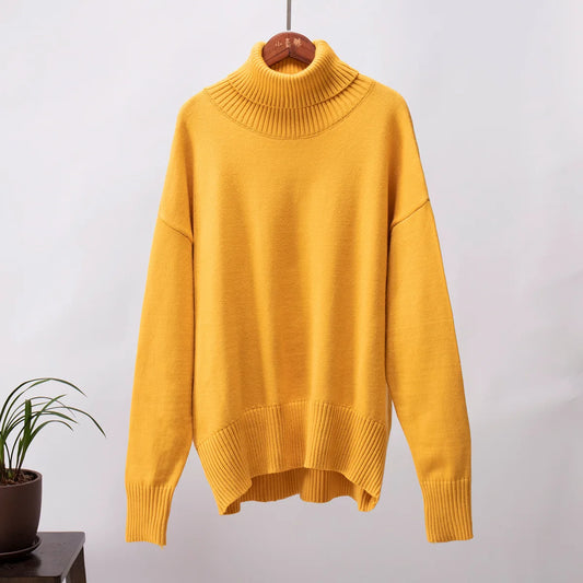 Women's Warm Wool Turtleneck Sweater - Cozy High Neck Knitwear Jumper for Casual Daily Wear Cecily