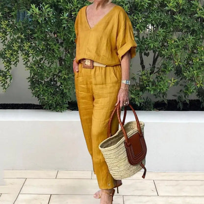 Women's V-Neck Loose-Fit Set | Comfortable Casual Wear for Everyday Style Chloe