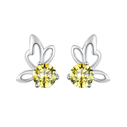 Fine Jewelry | 0.5Ct×2 Round Blue Moissanite Angel Wing Earrings | GRA Certified S925 Sterling Silver Studs for Women Jen