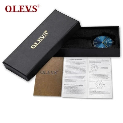 OLEVS 9919 Men’s Square Quartz Watch – Waterproof Leather Strap, Sport Luxury Wristwatch for Men