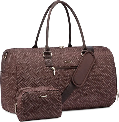 LOVEVOOK 2022 Luxury Quilted Weekender Duffel Bag - Custom Canvas Travel Bag for Men & Women Glazy