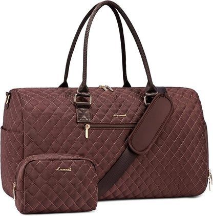 LOVEVOOK 2022 Luxury Quilted Weekender Duffel Bag - Custom Canvas Travel Bag for Men & Women Glazy