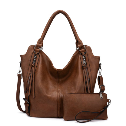 Realer Women’s PU Leather Handbags – Fashionable Hobo Shoulder Bags, Large Tote Purse for Women Angeli