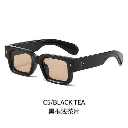 Rectangle Rivet Non Prescription Chunky Rectangle Blue Light Glasses Black Square Thick Frame Rectangle Women Men
