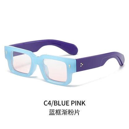 Rectangle Rivet Non Prescription Chunky Rectangle Blue Light Glasses Black Square Thick Frame Rectangle Women Men