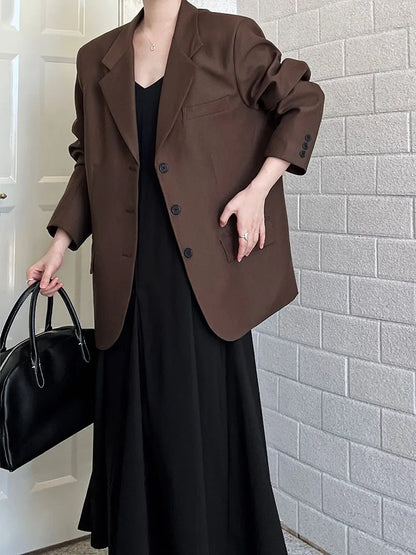 Women’s Retro Blazer Coat – Casual Long Sleeve Fashion Jacket, Vintage Style Outerwear for Office or Daily Wear