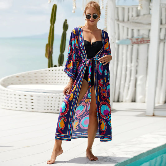 Women Beach Smock Sexy Cardigan Loose Sunscreen Shirt Bikini Smock