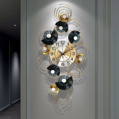 88x45cm Large Black Flower Wall Clock – Silent 3D Metal Art Design for Living Room, Office, and Home Decor